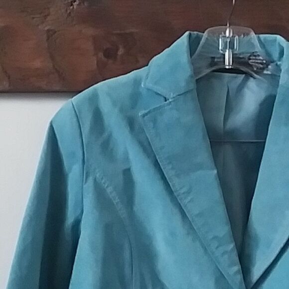 Suede Relativity Blazer Women's Jacket Sky Blue Fitted One Closure Y2K Fitted M - Picture 4 of 13